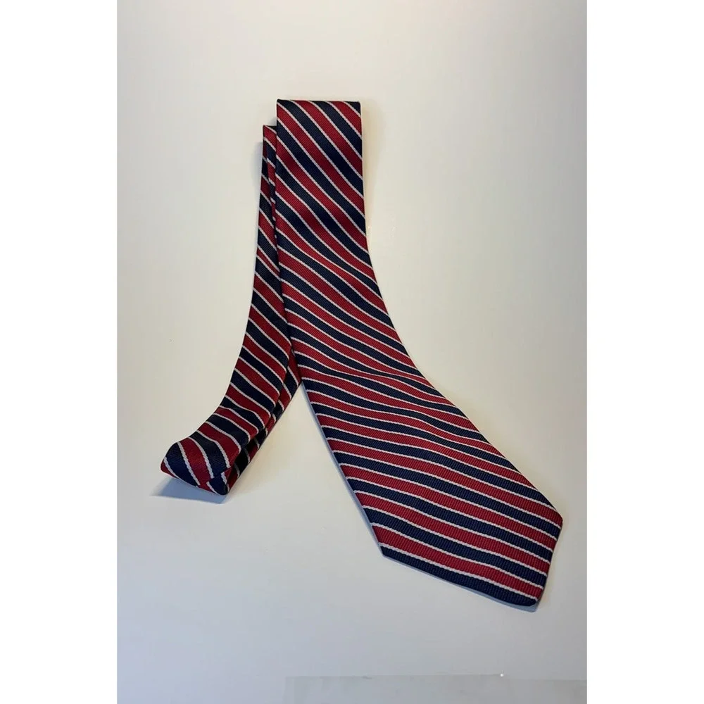 Copied - Sir James Men's Striped Tie - Red Blue White Classic Formal Neckwear